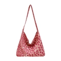 Borsa a tracolla alla moda in tela con stampa leopardata rosa e tracolla larga per donne - Rosa