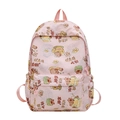 Pink waterproof backpack with cute capybara patterns and Chinese character print - Pink
