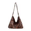 Borsa tote alla moda con stampa leopardata, grande capacità e tracolla versatile - Marrone Giallastro
