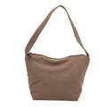 Sac à épaule minimaliste en nylon marron foncé avec texture plissée et fermeture éclair - Gris