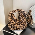 Bolso de hombro de piel sintética con estampado de leopardo y asa anudada chic - Marrón