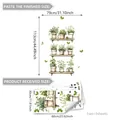 Detail view of 3D potted plants wall stickers showing layout and finished dimensions - Watercolor Potted Plant Shelf Style (M12107)