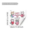 Stickers de fenêtre Happy Valentine's Day avec chats de dessin animé et cœurs - Style de vacances chats de dessin animé (HA1025) / Carré Standard