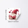 Sticker de fenêtre gnome de Saint-Valentin avec motifs de cœur et cupcake 30x30cm - Style gnome cœur cupcake (HA1028) / Carré Standard