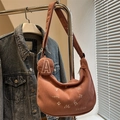 Rosafarbene Cord-Tasche mit Buchstabenstickerei und Minibeutel im Freizeitstil - Rosa