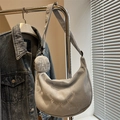 Sac fourre-tout en velours côtelé gris clair avec petit porte-monnaie rond - Bleu