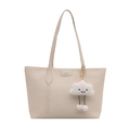 Borsa tote trapuntata bianco crema con spalline lunghe e ciondolo a nuvola peluche - Senza Ciondolo / Bianco
