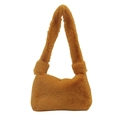 Sac cabas en fausse fourrure camel avec poignée nouée et grande capacité de rangement - Jaune