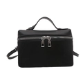 Minimalistische zwarte bucket bag met een ontwerp van glad leer en suède panelen - Zwart
