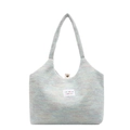 Bolso tote de punto multicolor en tonos macaron con cierre metálico a presión - Verde