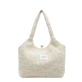 Bolso de hombro tejido multicolor para mujer con textura suave y parche de logo - Amarillo