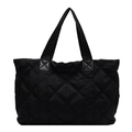 Große schwarze gesteppte Shopper-Tasche mit Rautenmuster für Alltag und Büro - Schwarz