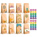 Eid Mubarak kraft paper gift bags set with moon star patterns and countdown stickers - Ramadan Countdown Kraft Style (S729)