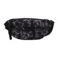 Sporty black crossbody waist bag featuring white bear prints and adjustable strap - Black