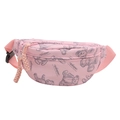 Pink large capacity waist bag with teddy bear pattern and braided rope zipper puller - Pink