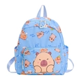 Mochila infantil azul claro con lindos patrones de Capibara y bolsillos con cremallera - Azul