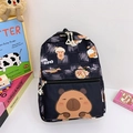 Black lightweight toddler backpack with cute capybara cartoon print for school - Black