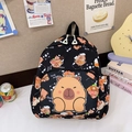 Mochila infantil negra con diseño de Capybara y motivos de comida para niños - Negro