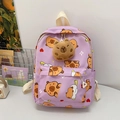 Paarse rugzak met cartoon capibara-prints en een schattige pluche knuffelhanger - Capibara Cartoon (Lichtpaars) / Lichtpaars