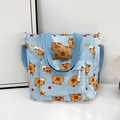 Blauwe Capybara canvas draagtas met 3D pluchen pop en verstelbare schouderband voor - Blauw
