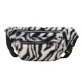 Elegante marsupio in peluche zebrato con tracolla regolabile e doppia cerniera - Bianco Zebra