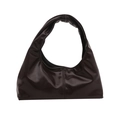 Bolso hobo marrón oscuro en charol brillante con diseño minimalista de costuras - Marrón