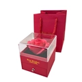 Coffret cadeau bijoux rose éternelle avec couvercle acrylique et sac en papier rouge - Rouge de Chine
