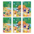 Set di 6 buste Eid Mubarak con castello verde e illustrazioni di famiglia cartoon - Illustrazione Castello e Luna Verde (S1025)