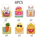Detailed view of 6 Easter paper gift baskets with rabbit and chick designs, 10x8x13.3cm size - Multicolor Cartoon Pattern Style