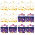 Scatole per caramelle festose con motivi a luna e moschea in oro e viola elegante - S740 (Stili di Architettura Bianchi E Viola)