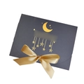 Dunkelgrauer Geschenkumschlag mit Goldfolien-Mond und Sternen sowie Champagner-Schleife - Schwarz