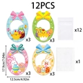 Lot de 12 cartes de Pâques décoratives avec motifs d'œufs pour bonbons et cadeaux - Ensemble de Cartes de Bonbons Œuf de Pâques (S934)
