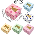 Detail of 6-pack Easter bunny treat boxes with colorful polka dots and window - Easter Window Polka Dot Style