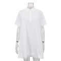 Vestido camisero blanco clásico de manga corta con cuello y corte holgado en línea A - S / Blanco