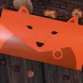 Cute orange fox envelope card with animal ears design on brown wooden background - Cartoon Fox Style (002#信封狐狸)