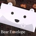 Cute white cartoon bear envelope card on a rustic wood background with cozy decor - Cartoon Bear Style (002#信封小熊)