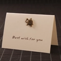 Vintage bronze elephant charm with heart cut-out and matching white gift card - Elephant