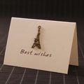 Vintage bronze Eiffel Tower charm with star detail on a Best Wishes gift card - Eiffel Tower