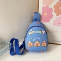 Blaue Kinder-Umhängetasche mit süßen Wasserschwein-Cartoons und verstellbarem Gurt - Blau
