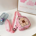 Rosafarbene leichte Kinder Umhängetasche mit süßem Capybara Cartoon Druck für Mädchen - Rosa