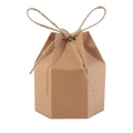 Detail of hexagonal kraft paper gift box with rustic twine bow and natural texture - Kraft Color