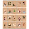 Makro-Anzeige von 20 einzigartigen Vintage-Weihnachtskarten aus Kraftpapier mit Motiven - 20er Pack / Mit Umschlag