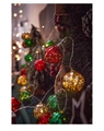Detail der bunten LED-Weihnachtskugeln mit Goldglitzer und warmem Bokeh-Hintergrund - 1.5m 10LED Batterie / bunt
