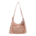 Light pink ita bag with transparent display window and cute plush monkey charm - Single Bag / Pink