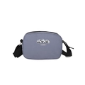Gray panda print travel makeup bag with adjustable black strap and zipper closure - Blue