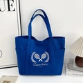 Sac cabas en toile bleu roi avec imprimé Queen Tennis et poches latérales pour le quotidien - Bleu