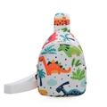 Cartoon dinosaur kids chest bag with adjustable strap for toddlers on white background - White