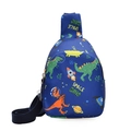 Kids navy blue chest bag with astronaut dinosaur print and adjustable strap - Blue