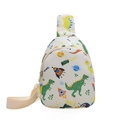 Beige dinosaur space themed chest bag for kids with adjustable nylon shoulder strap - Off White