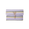 Stroh-Umschlagtasche mit lila-grünem Zickzackmuster und Strass-Schmetterling - Lila